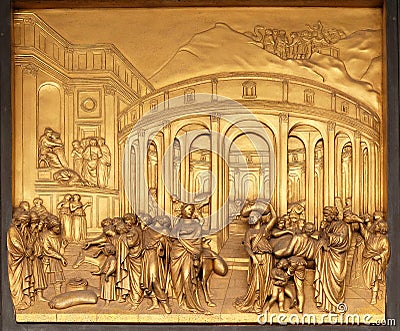 The Story of Joseph, Gates of Paradise, Baptistry of Florence Cathedral Stock Photo