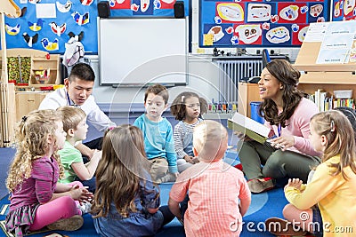 Story Time at Nursery Stock Photo