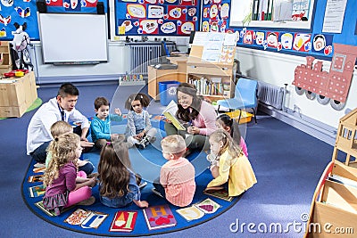 Story Time at Nursery Stock Photo