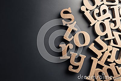 Story Wood Letters Stock Photo