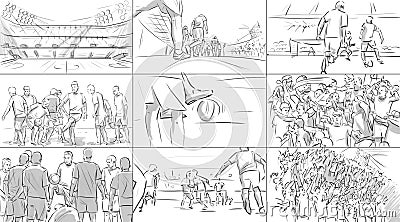 Storyboard with soccer players Stock Photo