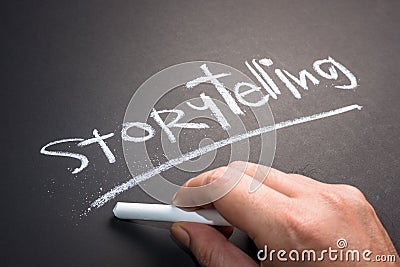 Storytelling on Chalkboard Stock Photo