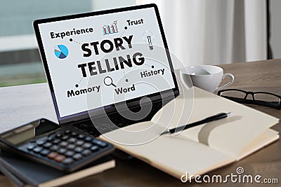 Storytelling Concept business brand story marketing creation content Stock Photo