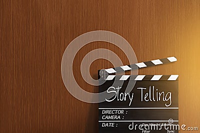 Storytelling. text title on film slate. Stock Photo