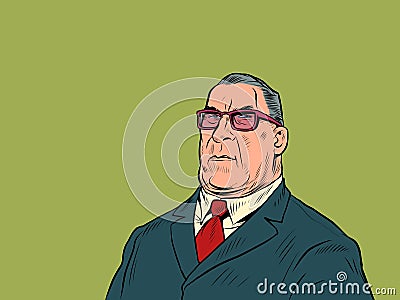 A stout man is a businessman, a serious person. Strict face Vector Illustration