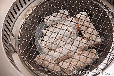 Stove bbq grill and charcoal for cooking Stock Photo