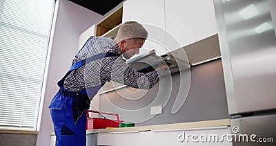 Stove Exhaust Fan Extractor Filter Maintenance Stock Photo