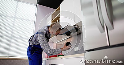 Stove Exhaust Fan Extractor Filter Maintenance Stock Photo