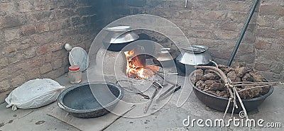 Stove fours (Chulha) of rural surroundings. Stock Photo