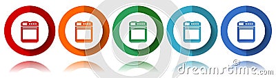 Stove and oven vector icons, flat icon set for logo design, webdesign and mobile applications, colorful web button collection in Vector Illustration