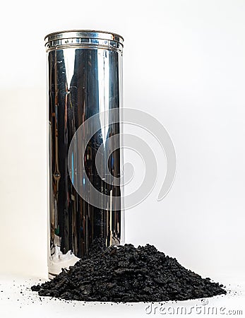 Stove pipe with Creosote. Stock Photo