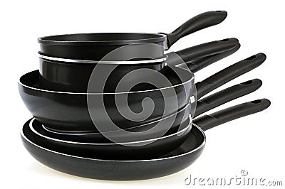 Stoves and pans stacked Stock Photo