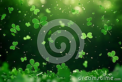 Stpatrick s day animated background with falling shamrock leaf pattern for festive vibes Stock Photo