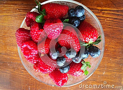 Straberry raspberry cranberries Stock Photo