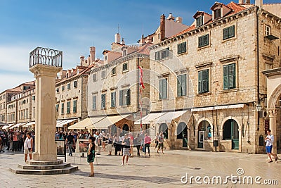 Stradun and Orlando's Column. Dubrovnik. Croatia Editorial Stock Photo