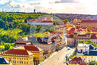 Strahov Monastery view from Saint Vitus Cathedral Tower, Hradcany, Prague, Czech Republic Stock Photo