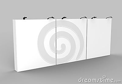 Straight Exhibition Tension Fabric Display Banner Stand Backdrop for trade show advertising stand with LED OR Halogen Light. 3d re Stock Photo