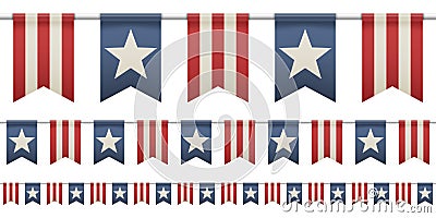 Straight garland with flags. Set of patriotic bunting flags Vector Illustration