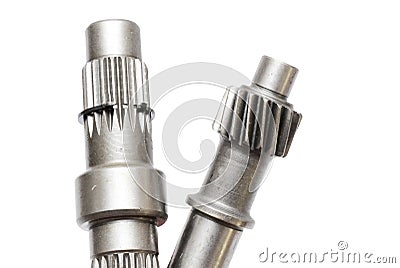 Straight and helical shape gear axles Stock Photo
