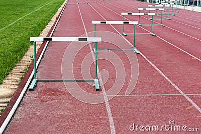 Straight lanes of running track Stock Photo