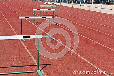 Straight lanes of running track Stock Photo