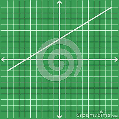 Straight line on graph page of green color using x and y axis lines for education vector Vector Illustration