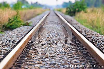 Straight railroad track Stock Photo