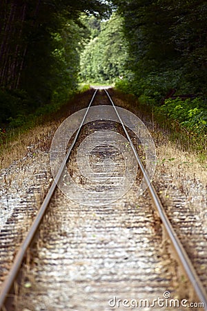 Straight Railroad Tracks Stock Photo