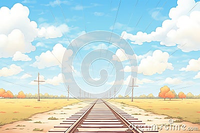 straight railroad tracks disappearing into the distance Stock Photo