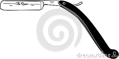 Straight razor isolated on white Cartoon Illustration