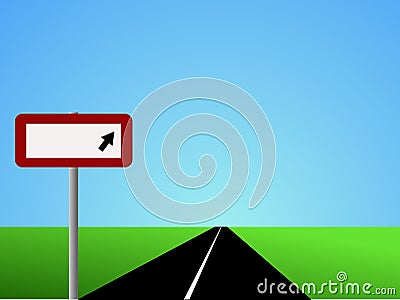 Straight road with blank sign Vector Illustration