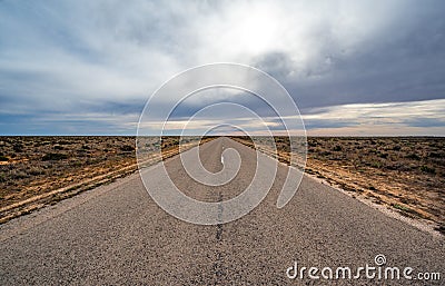 Straight road on Nullarbor Plain in South Australia Stock Photo