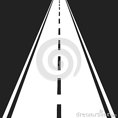 Straight road with white markings vector illustration. Highway r Vector Illustration