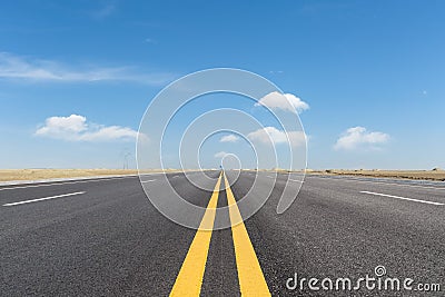 Straight road through the wind erosion physiognomy Stock Photo