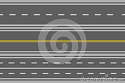 Straight roads isolated, vector Cartoon Illustration