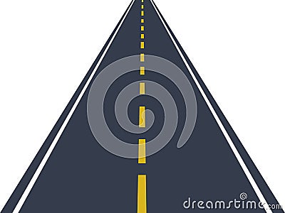 Straight roads marked with white and yellow markings. Highway or roadway. vector illustration Vector Illustration