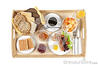 Straight shot of breakfast tray Stock Photo