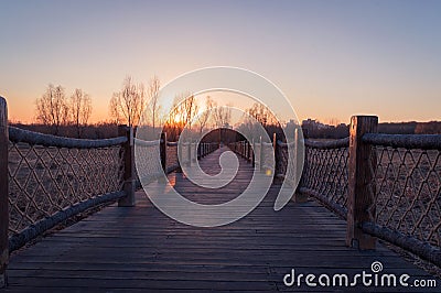 The straight sunset golden path Stock Photo