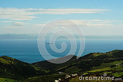 Strait of Gibraltar landscape. Stock Photo