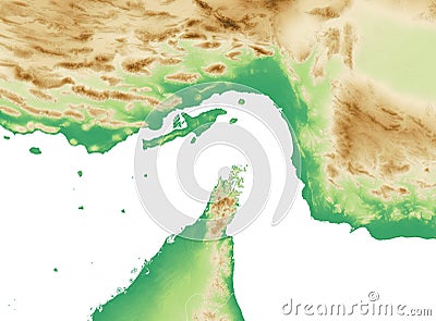 Strait of Hormuz. Map of the Middle East, Persian Gulf and Indian Ocean connecting across the Strait of Hormuz Stock Photo