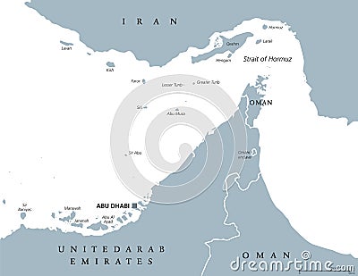 Strait of Hormuz region political map Vector Illustration