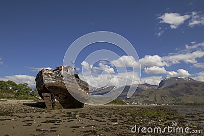 The stranded Corpach wreck near Fort William in the Scottish Highlands Stock Photo