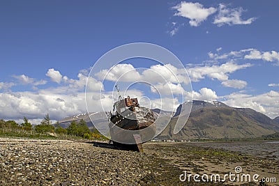 The stranded Corpach wreck near Fort William in the Scottish Highlands Stock Photo