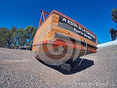 Stranded fishing boat on the beach Stock Photo