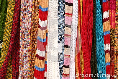 Strands of knitting work Stock Photo