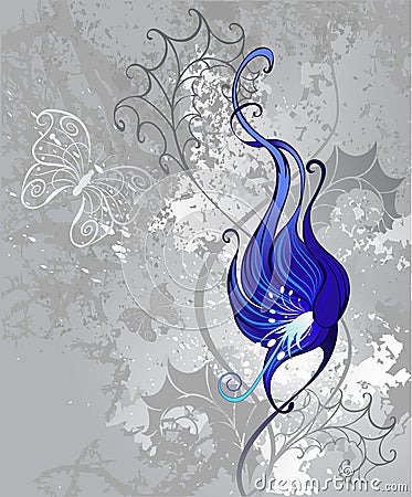 Strange blue flower Vector Illustration