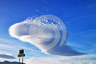 Strange clouds in the sky at a gas station near Salt Lake City, USA Editorial Stock Photo