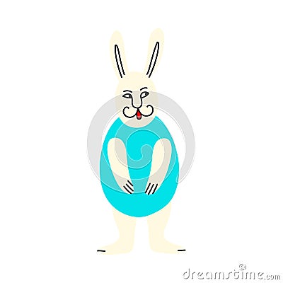 Strange comic cartoon Easter bunny. illustration in retro style Vector Illustration