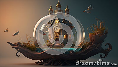 Strange Deja Vu. surreal mystical fantasy artwork. Generative AI Stock Photo