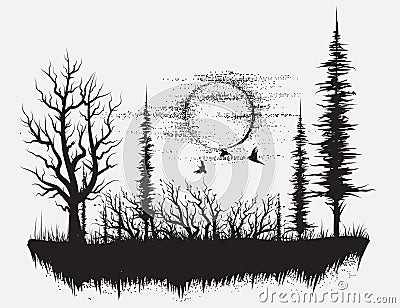 Strange forest Vector Illustration